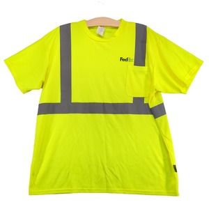 FedEx Men's Reflective Uniform T Shirt Green Size 2X Type R Class 2 Employee